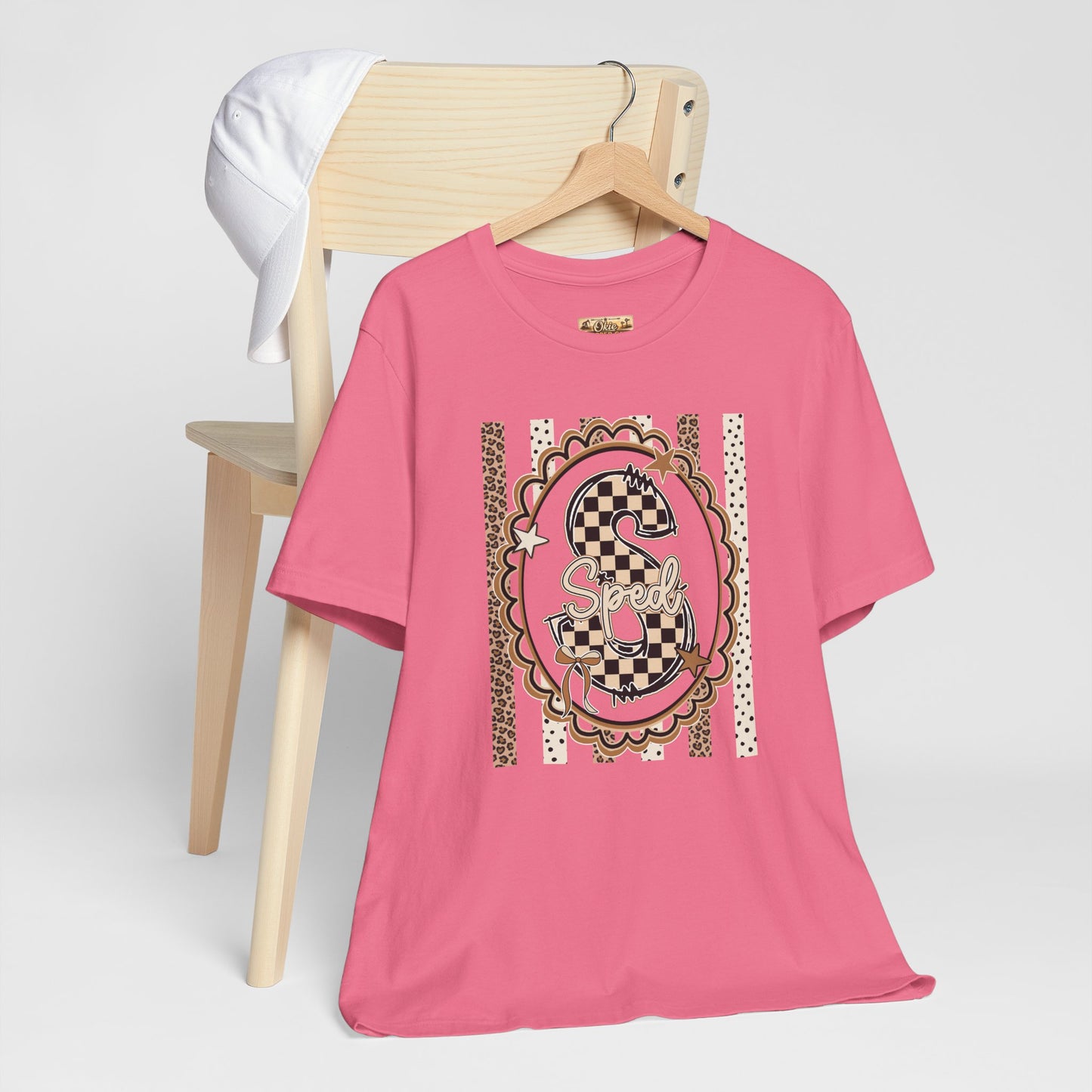 Sped S Monogram Tee — Checkerboard Leopard Graphic T-Shirt
