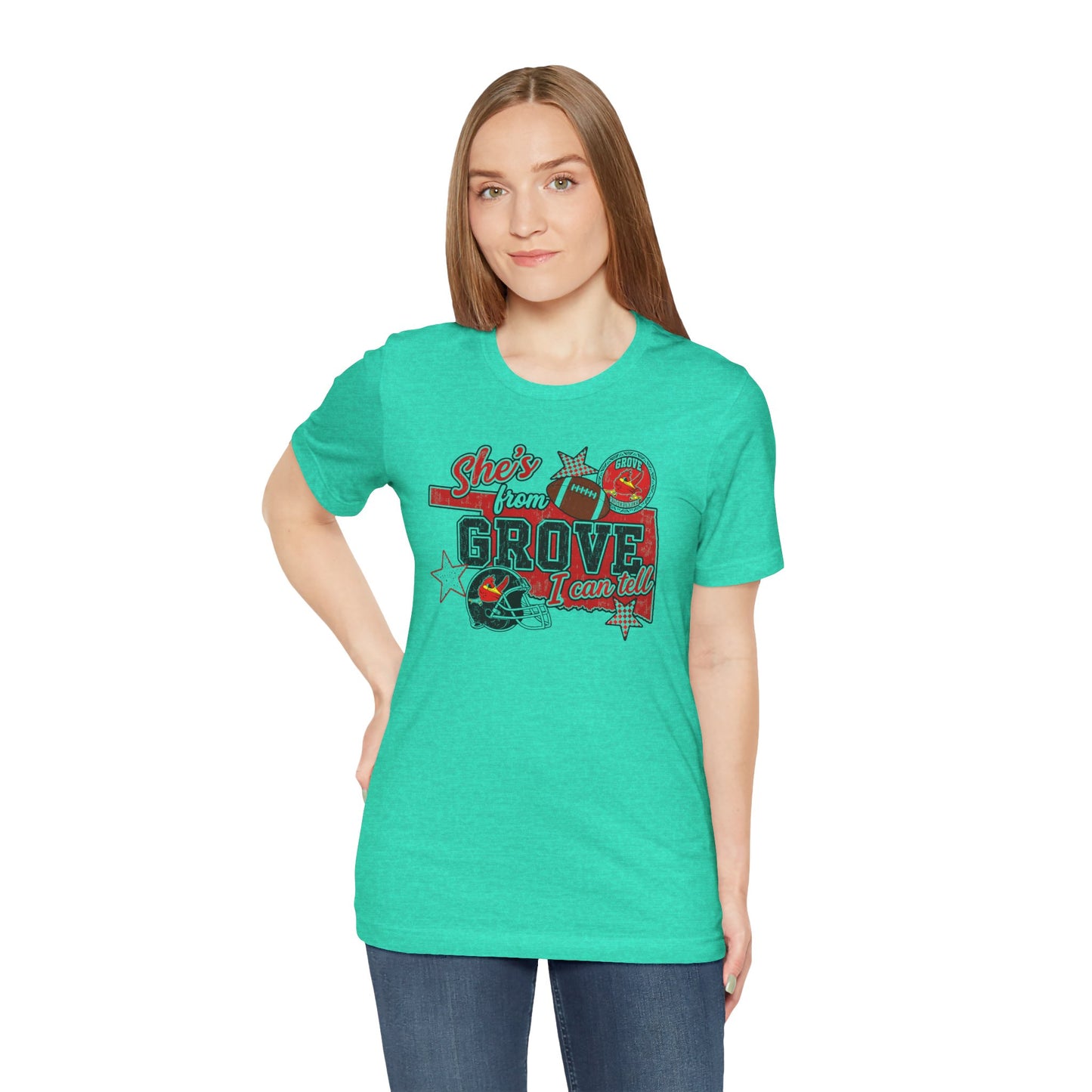 She's From Grove I Can Tell T-Shirt — Grove Football Fan Tee