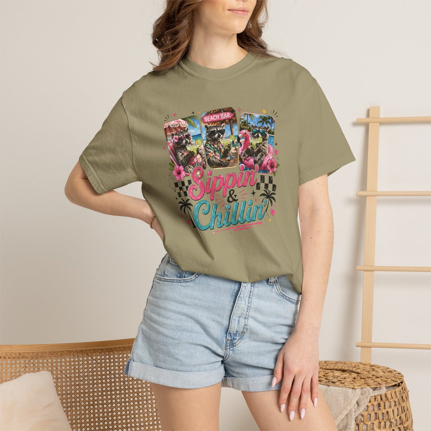 Sippin' & Chillin' T-Shirt — Retro Tropical Drink Graphic Tee