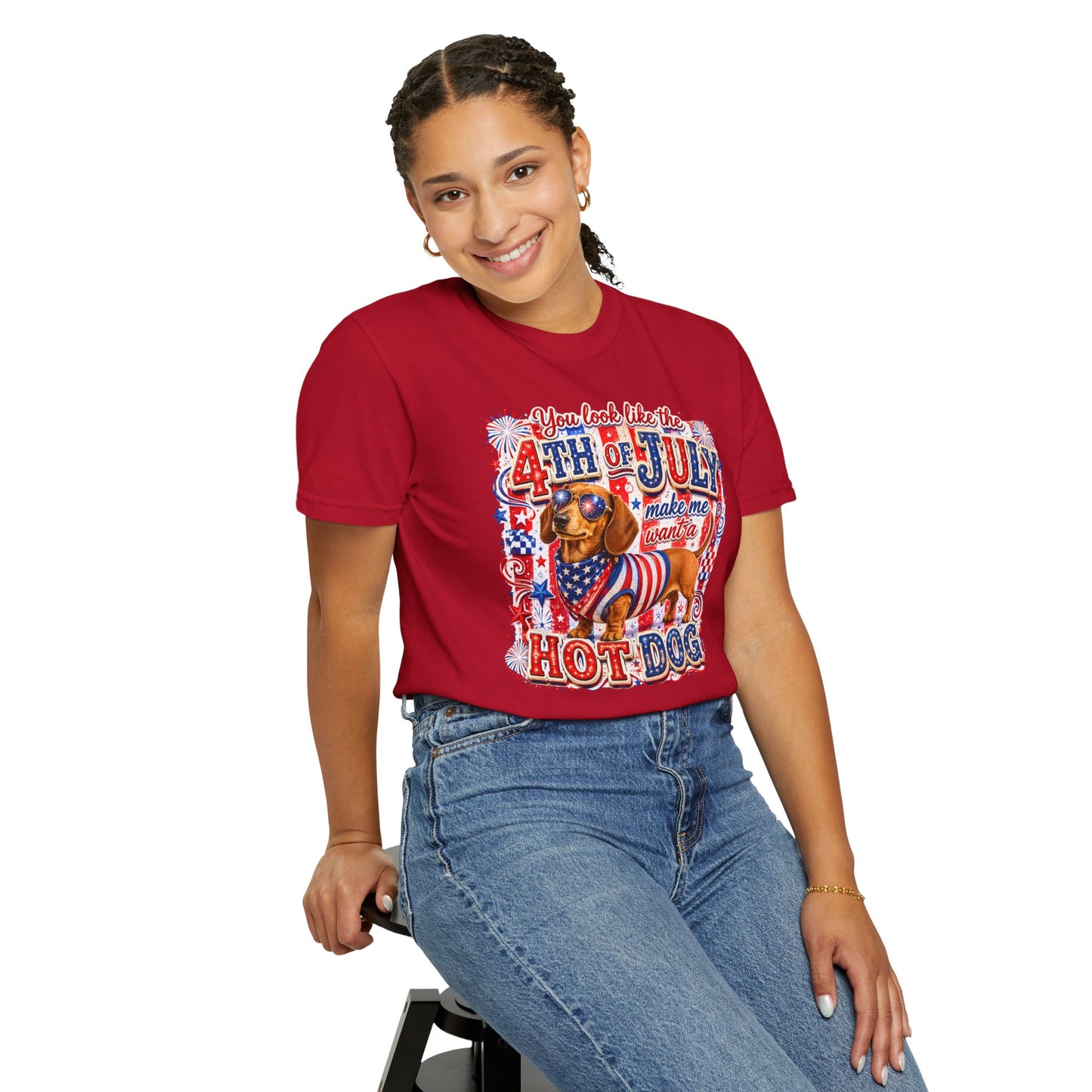 4th of July Hot Dog Dachshund T-Shirt – Patriotic Funny BBQ Tee