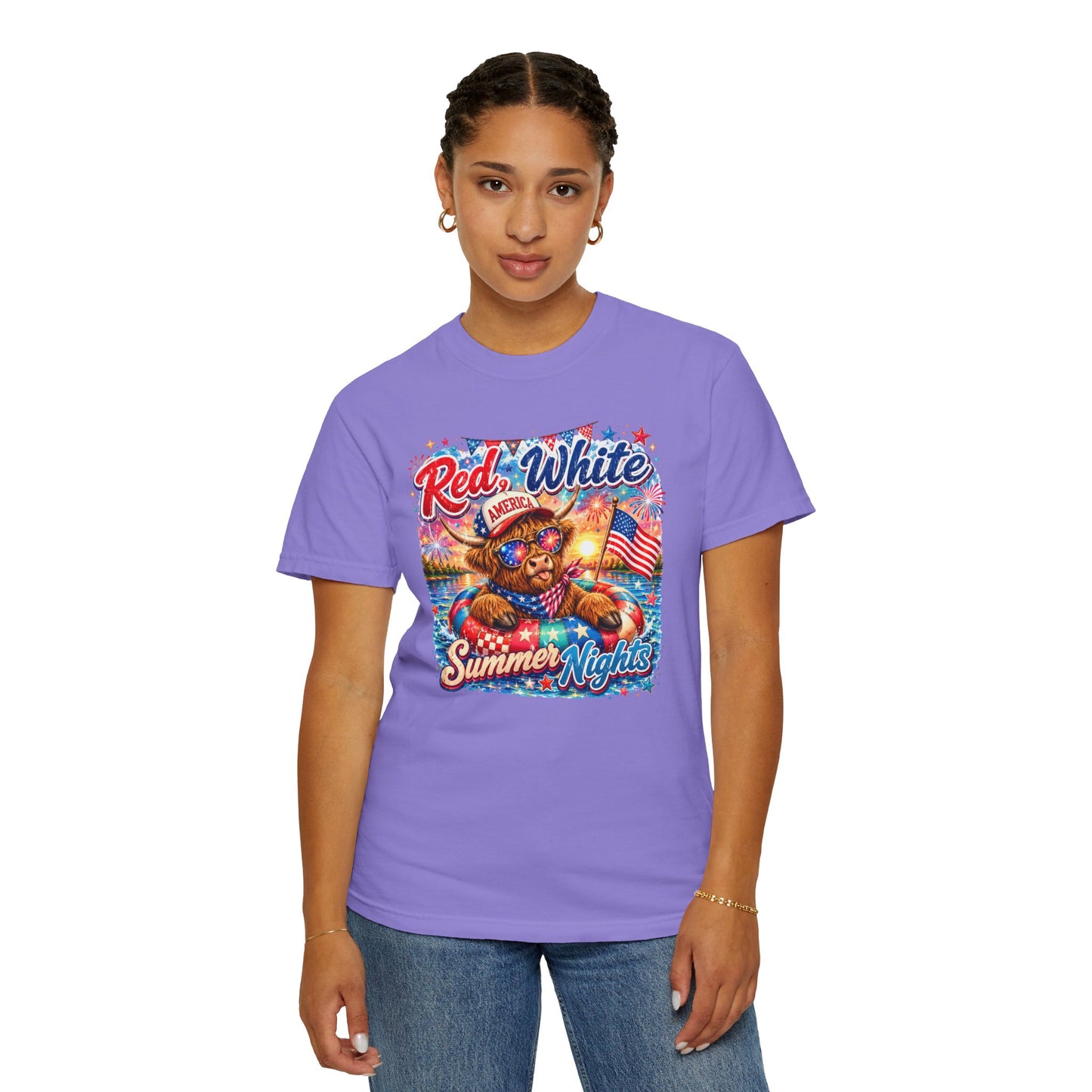 Red, White & Summer Nights T-Shirt — Patriotic Fourth of July Bear Graphic Tee