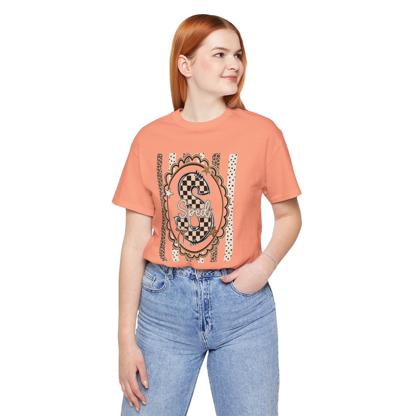 Sped S Monogram Tee — Checkerboard Leopard Graphic T-Shirt