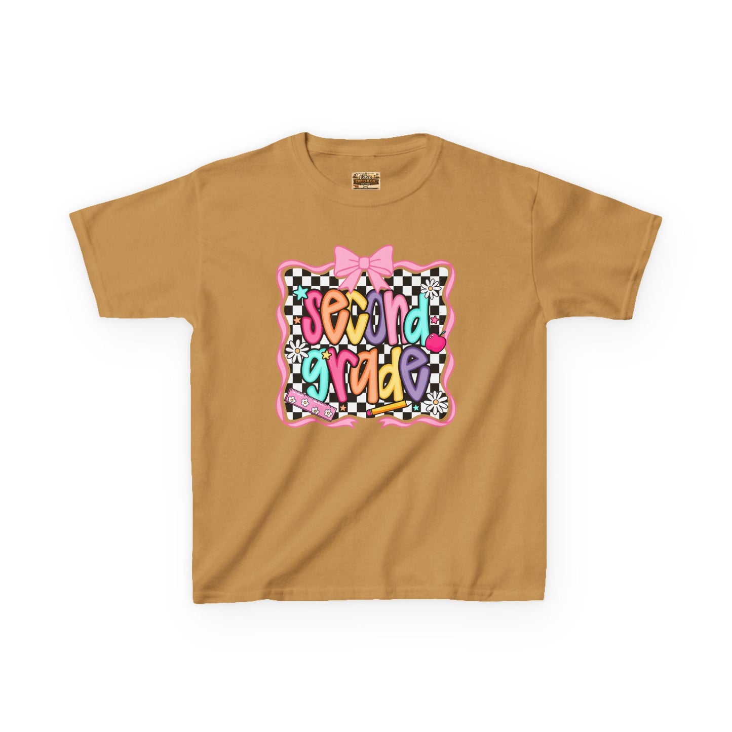 Second Grade Kids Tee — Colorful Back-to-School Cute Bow Design