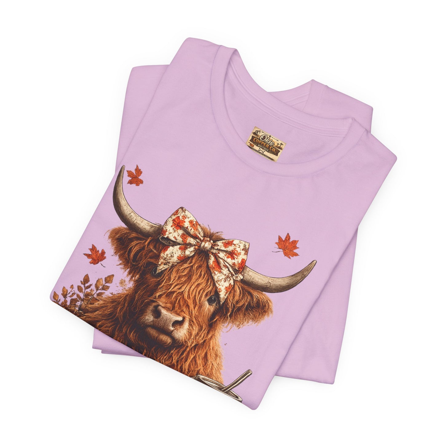Autumn Highland Cow Tee — Fall Pumpkin Latte Graphic T-Shirt