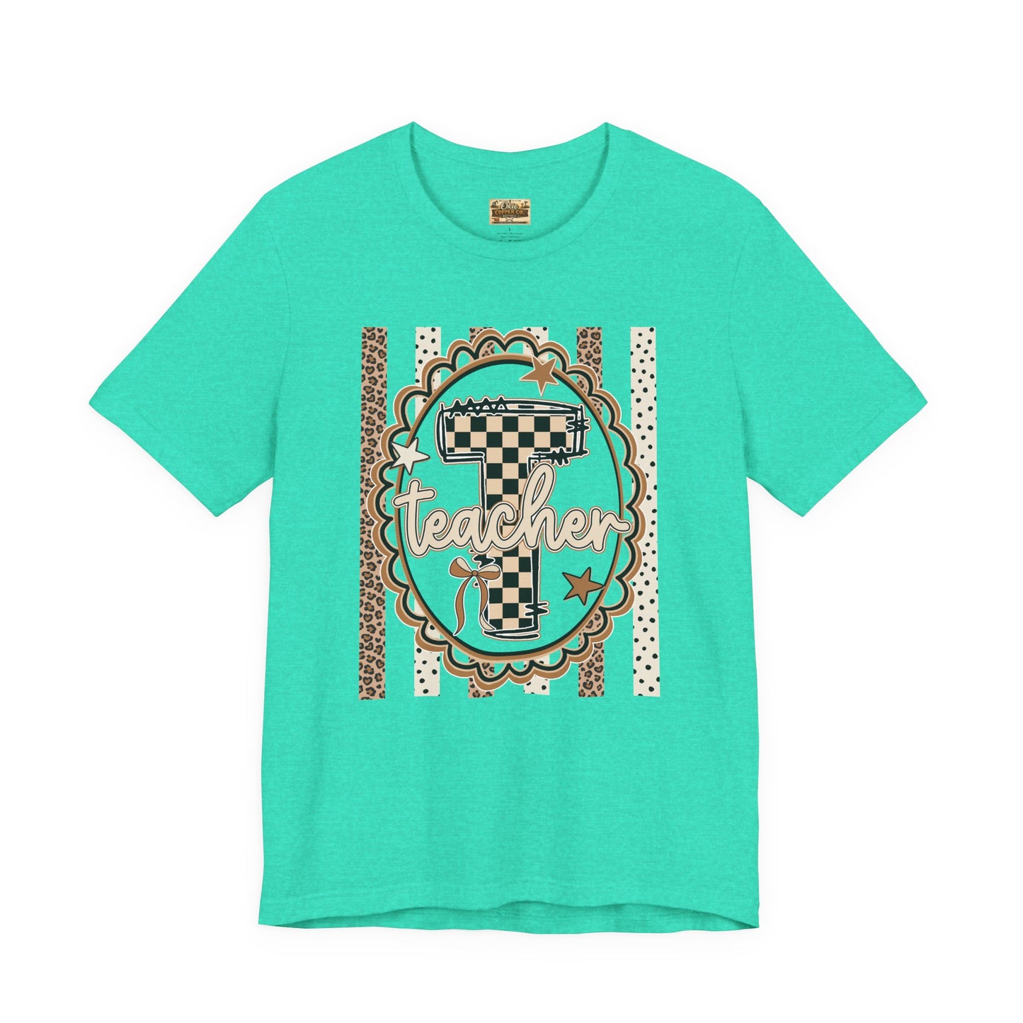 Teacher Monogram Tee — Number 1 Checkered Design