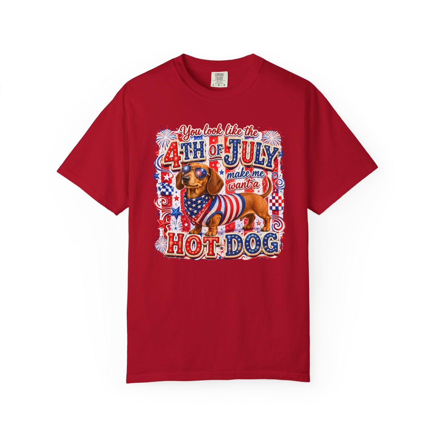 4th of July Hot Dog Dachshund T-Shirt – Patriotic Funny BBQ Tee