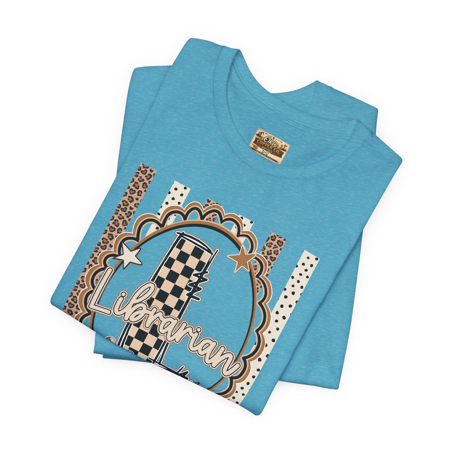 Librarian Checkerboard Letter L Tee — Vintage Booklover Graphic T-Shirt