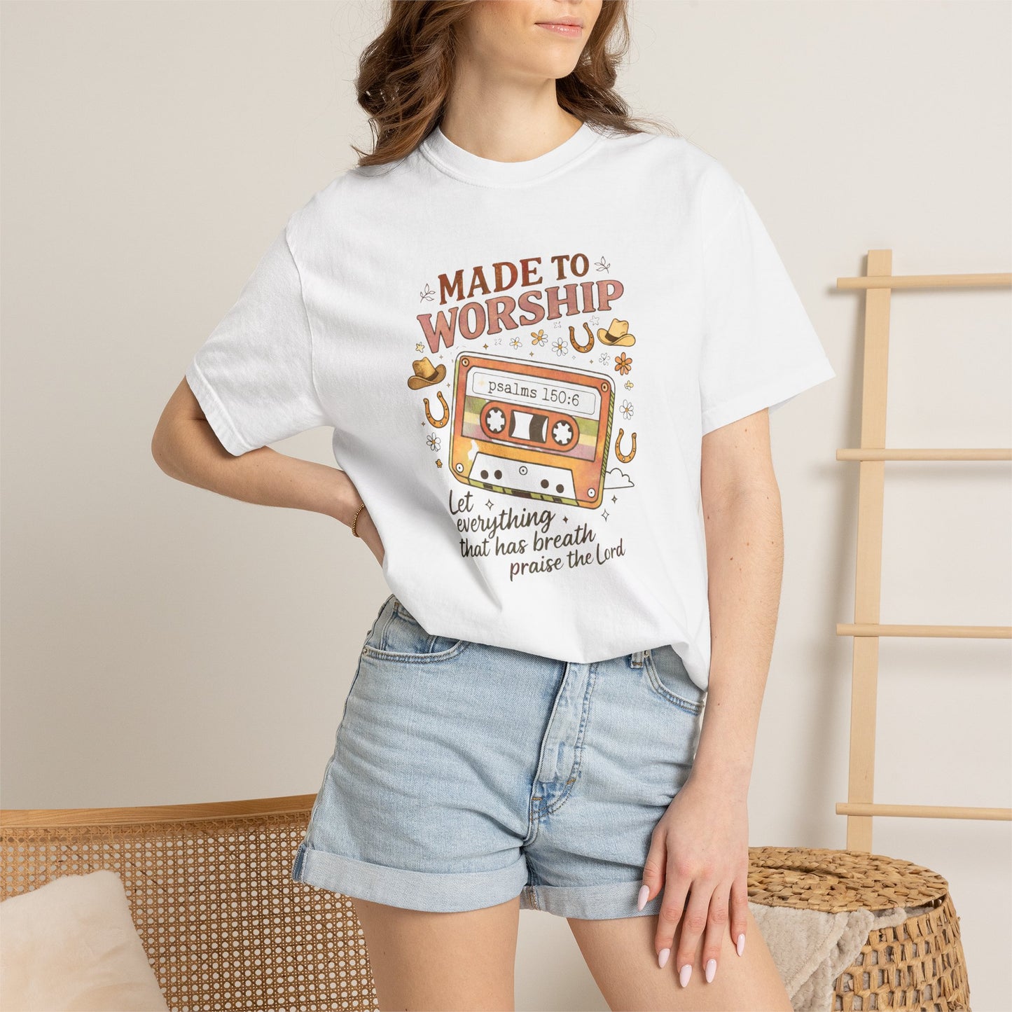 Made to Worship T-Shirt — Retro Cassette Christian Worship Tee