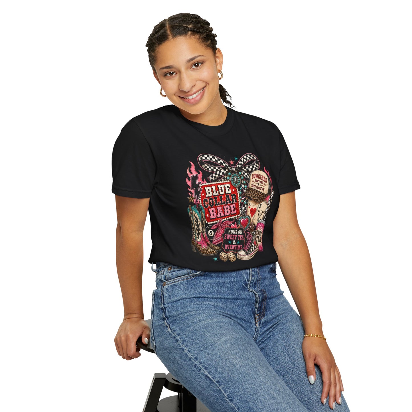 Blue Collar Babe T-Shirt — Retro Cowgirl Graphic Tee