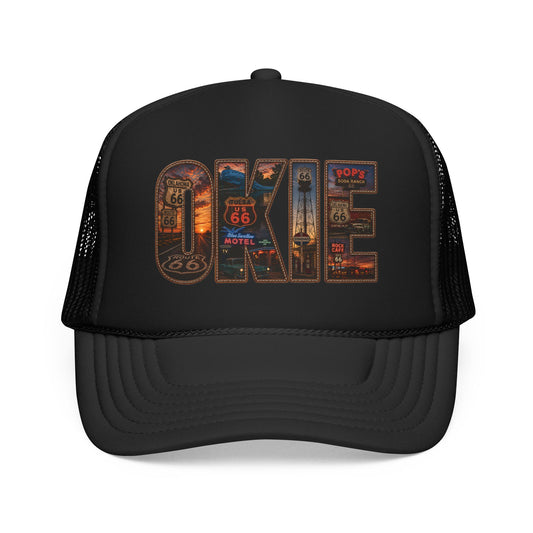 Route 66 Trucker Hat — Vintage 'ONE' Road Sign Graphic Foam Cap