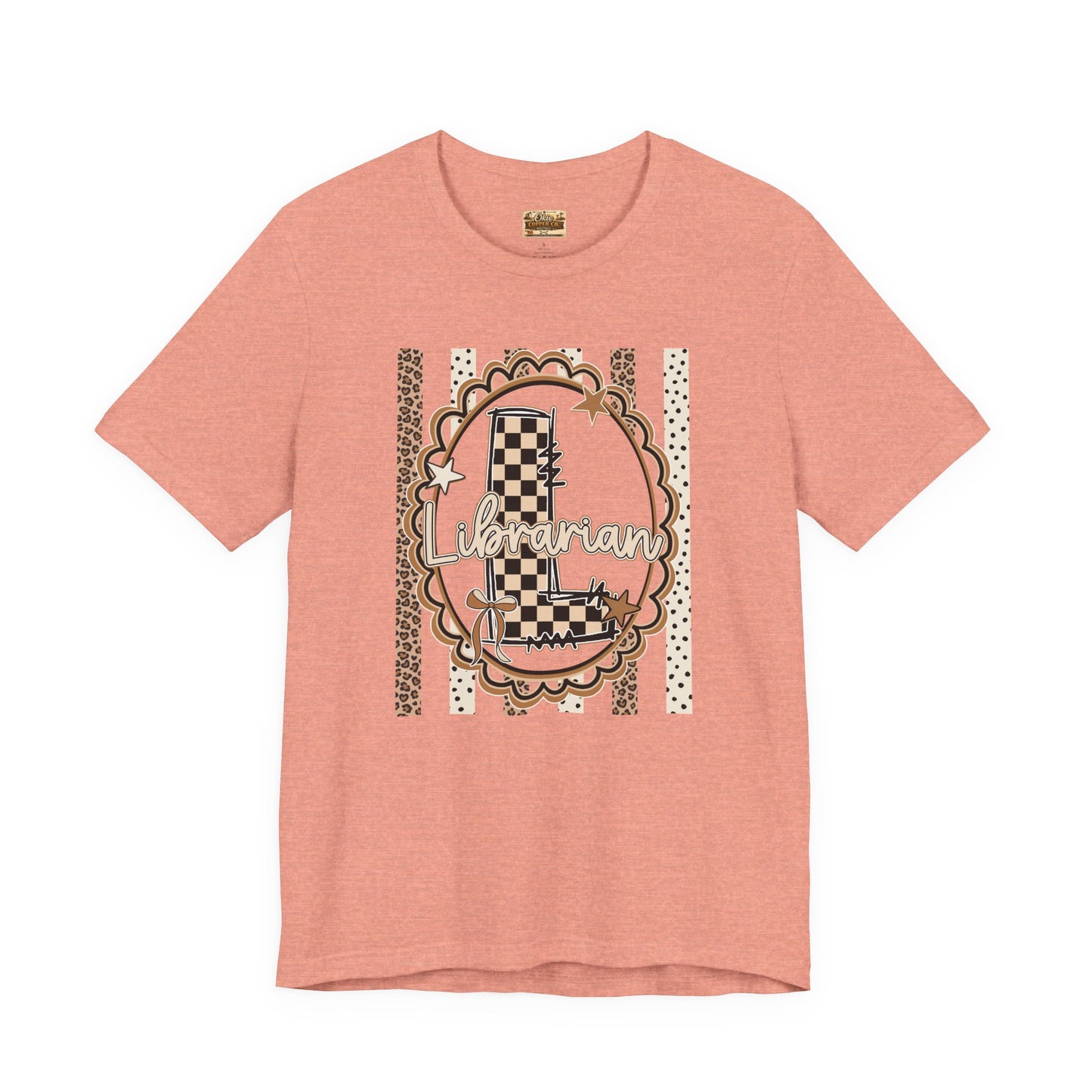 Librarian Checkerboard Letter L Tee — Vintage Booklover Graphic T-Shirt