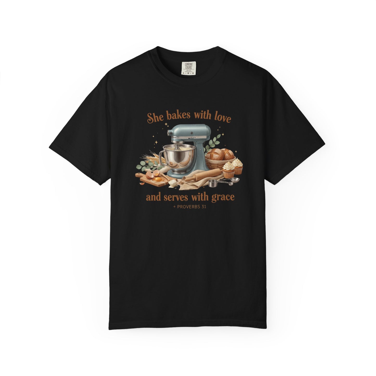 Baker’s Grace T-Shirt – "She bakes with love and serves with grace" Kitchen Tee