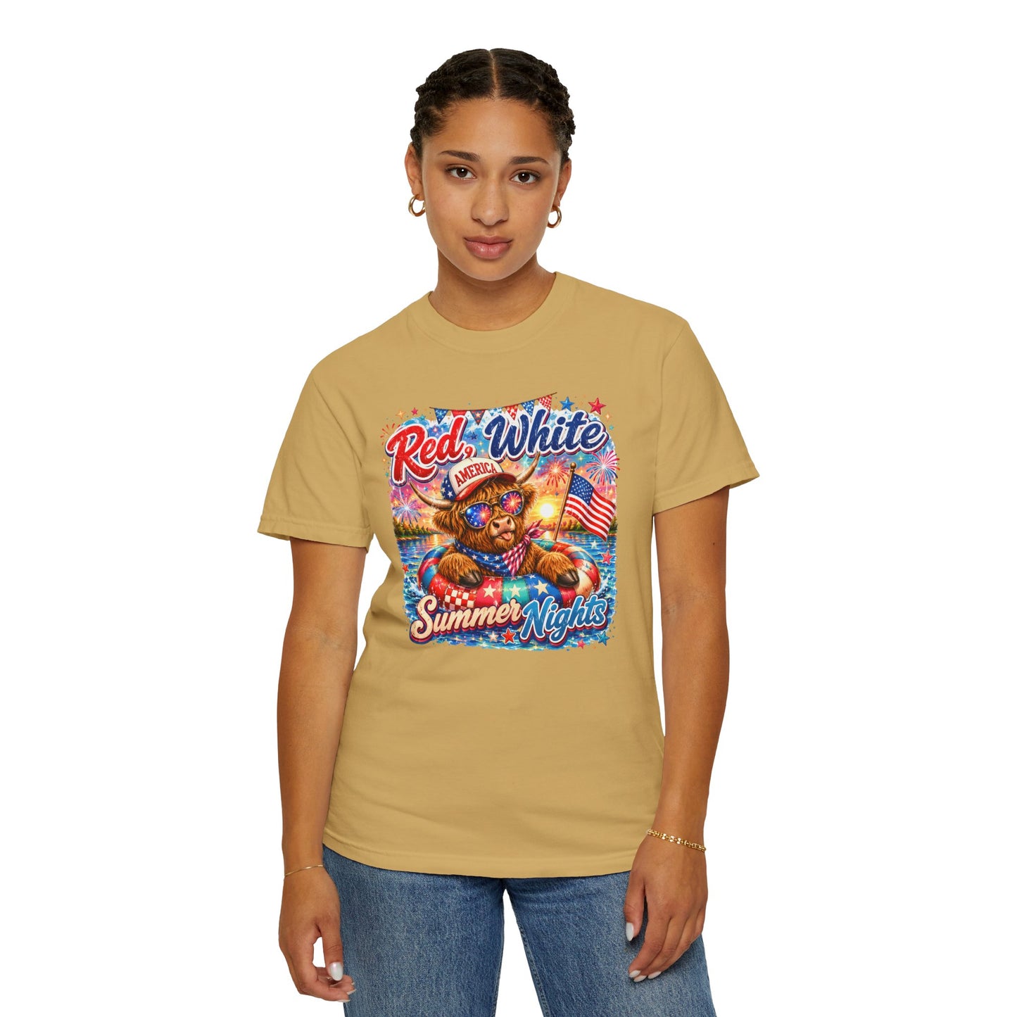 Red, White & Summer Nights T-Shirt — Patriotic Fourth of July Bear Graphic Tee