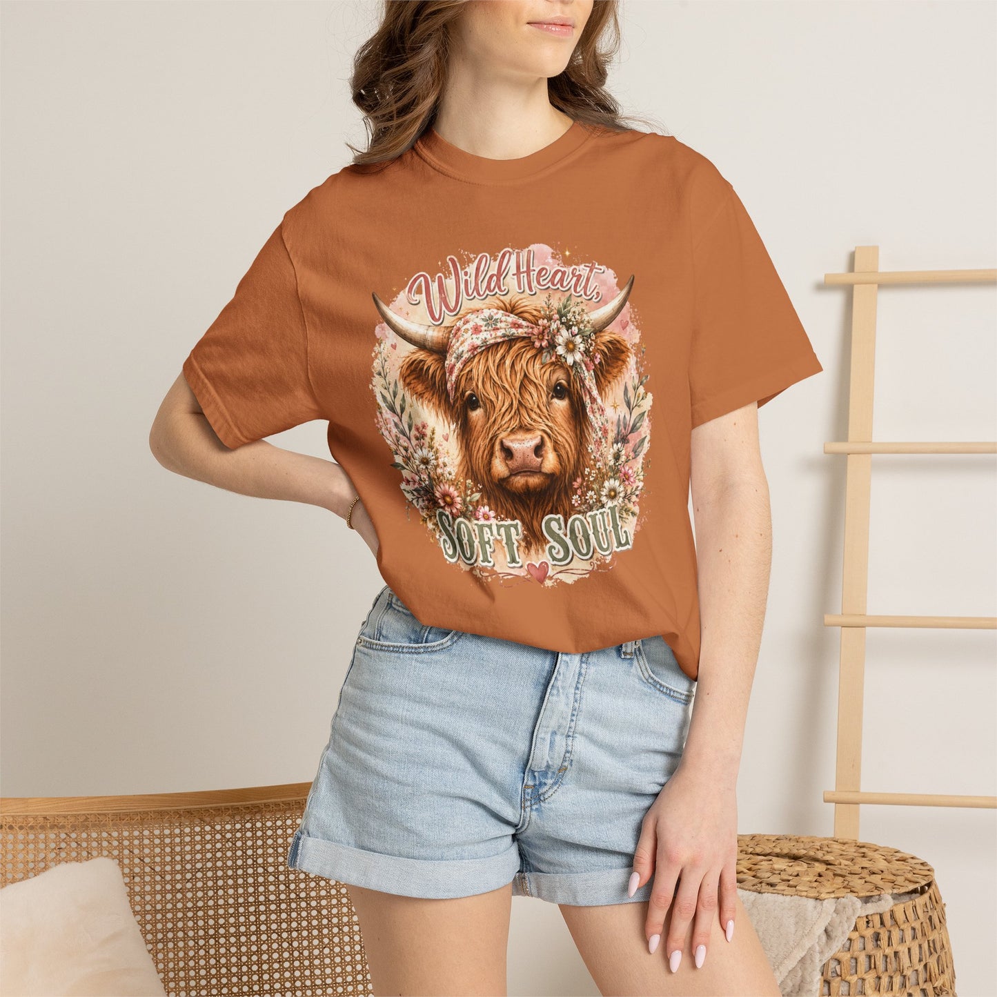 T-Shirt — “Wild Heart, Soft Soul” Highland Cow Graphic Tee