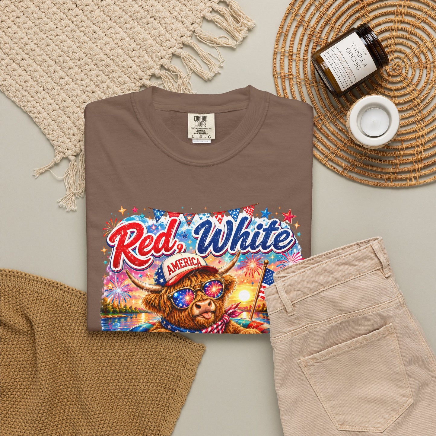 Red, White & Summer Nights T-Shirt — Patriotic Fourth of July Bear Graphic Tee