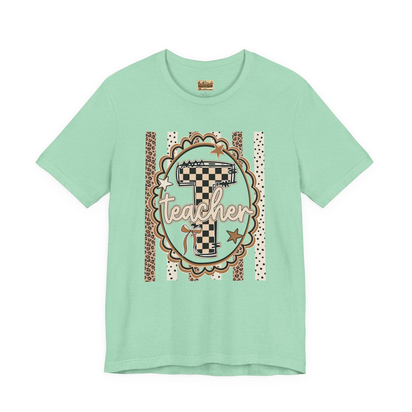 Teacher Monogram Tee — Number 1 Checkered Design