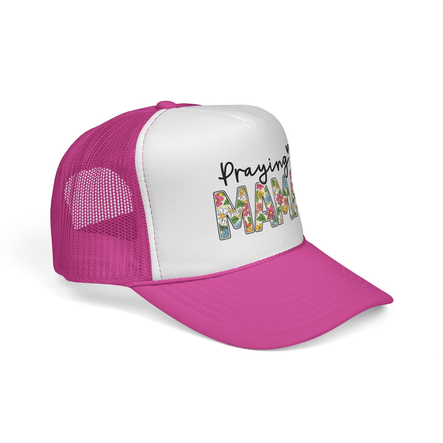 Praying Mama Trucker Hat — Floral ‘Praying Mama’ Mesh Cap for Moms