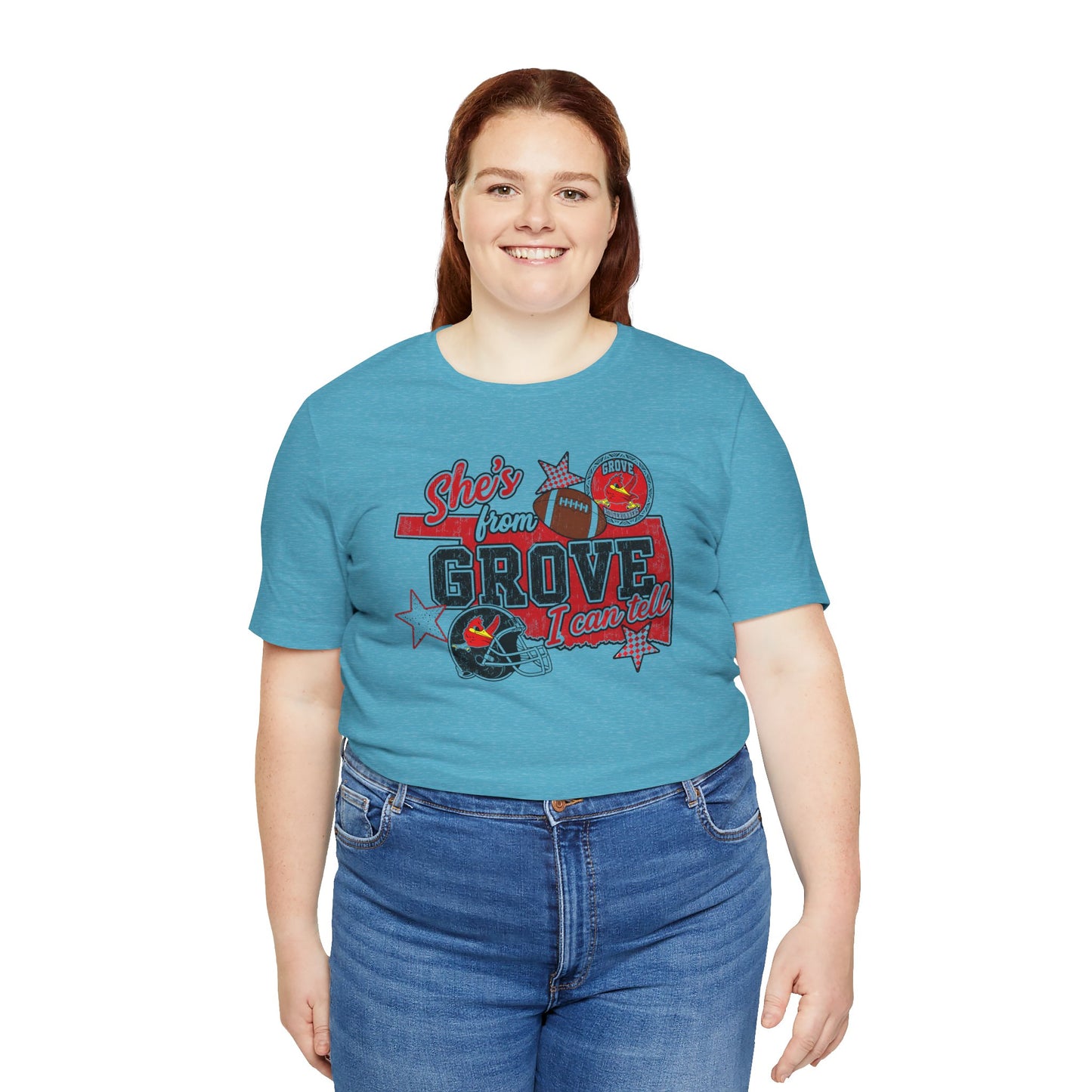 She's From Grove I Can Tell T-Shirt — Grove Football Fan Tee