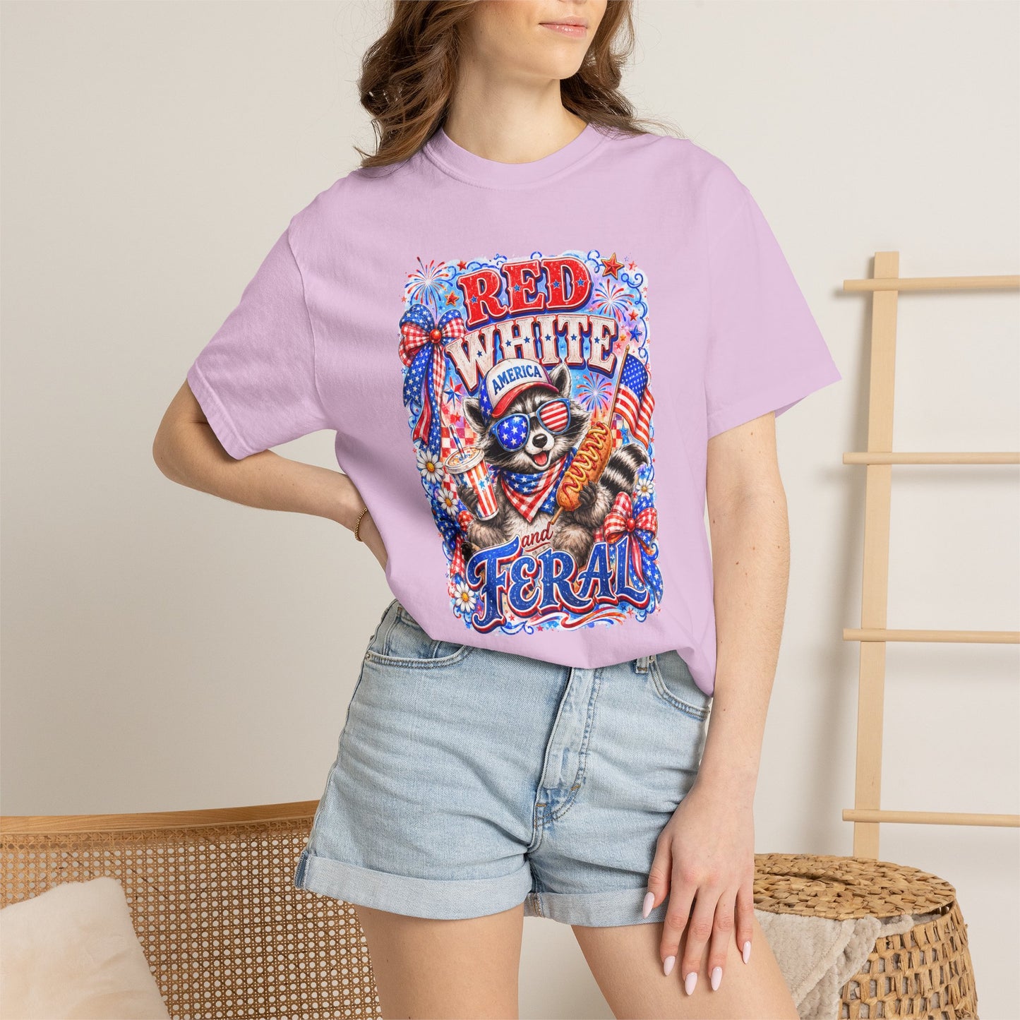 Patriotic "Red White Feral" Graphic T-Shirt