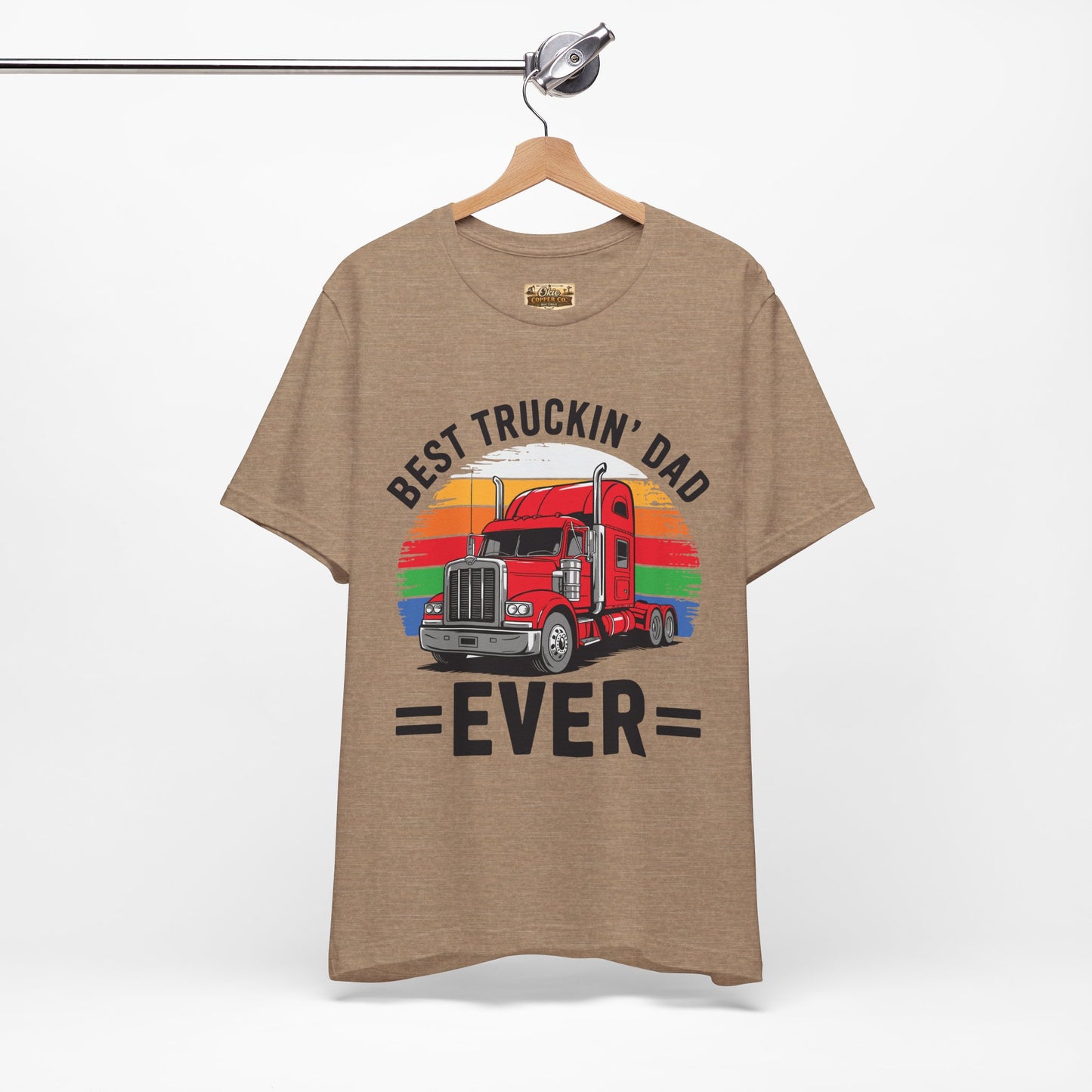 Best Truckin' Dad Ever T-Shirt — Vintage Semi Truck Father's Day Tee