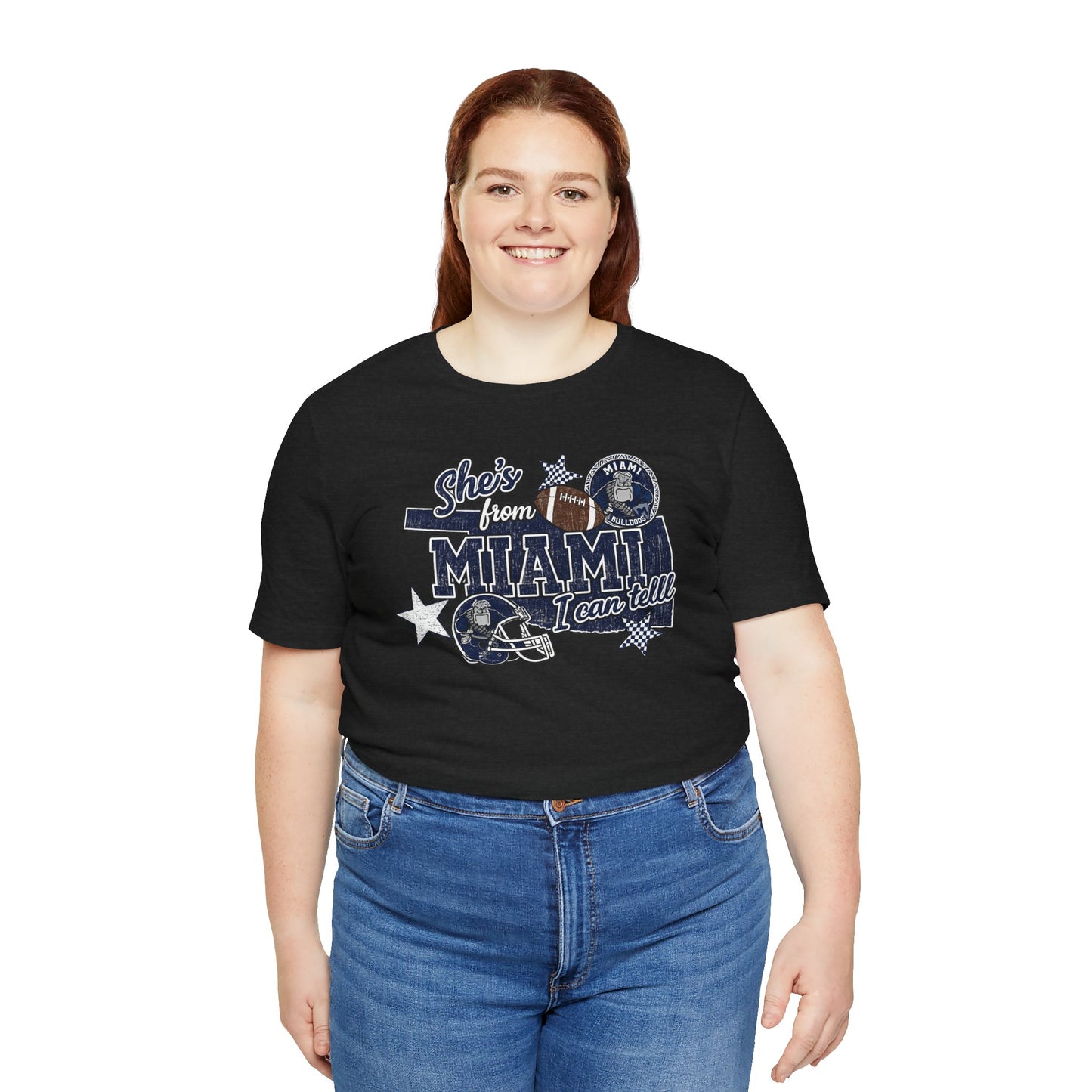 She's From Miami Graphic Tee — Retro Football Fan Shirt