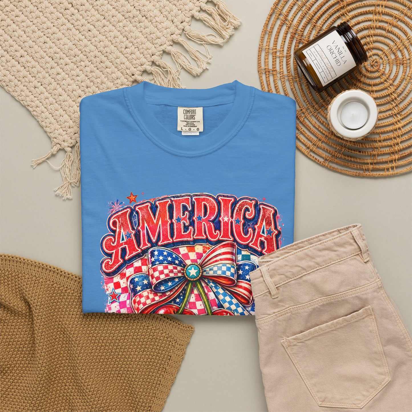America Cherry Graphic T-Shirt — Patriotic 4th of July Tee