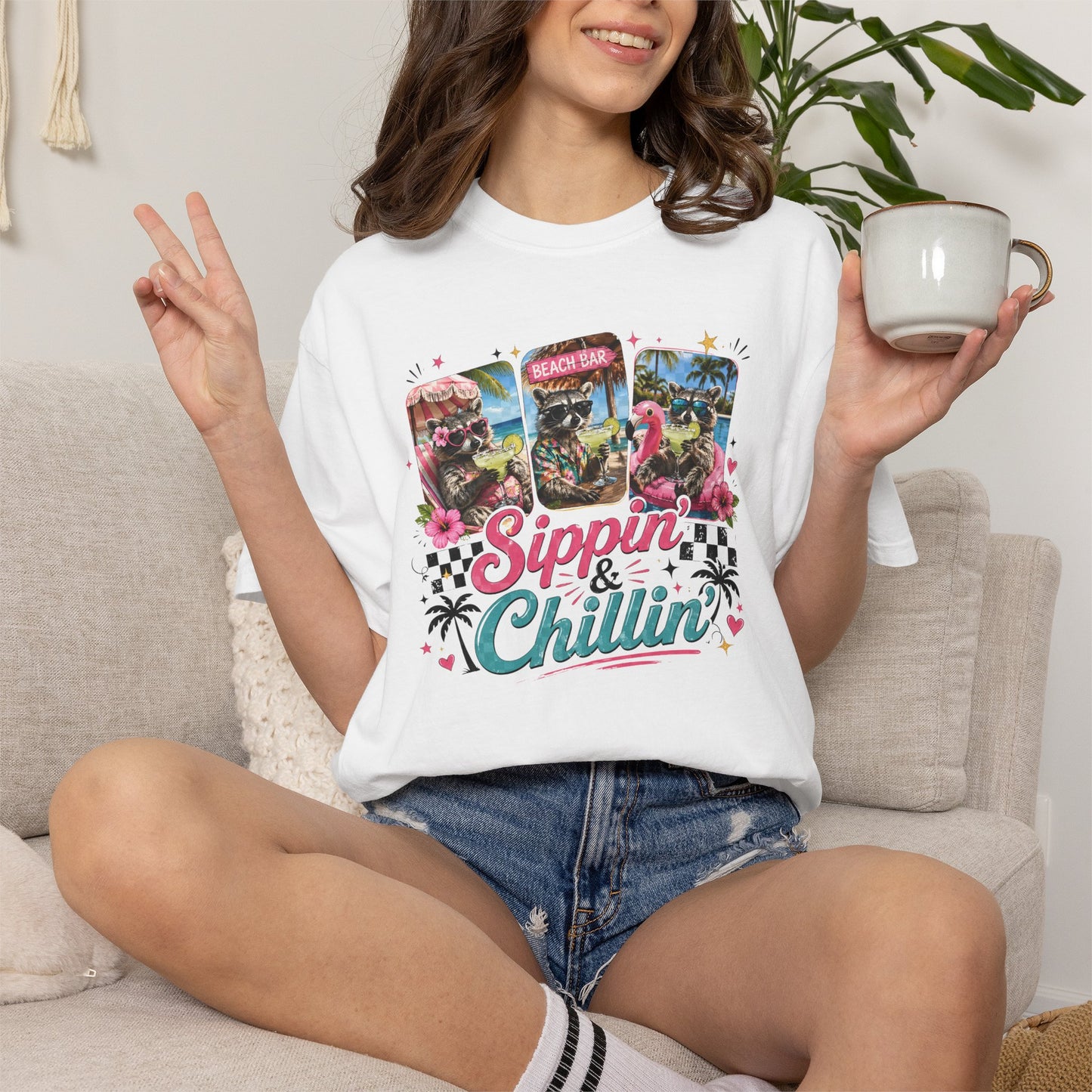 Sippin' & Chillin' T-Shirt — Retro Tropical Drink Graphic Tee