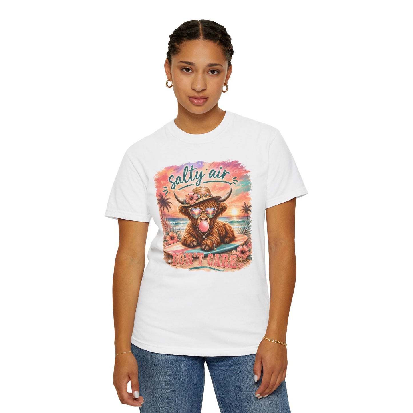 Salty Air "Don't Care" Beach Cow Graphic T-Shirt
