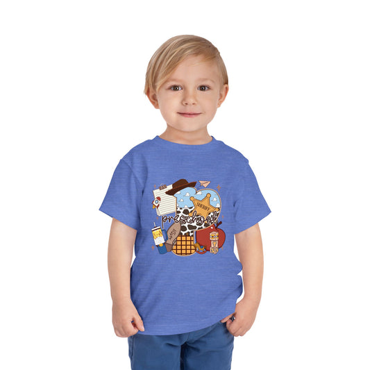 Preschool Adventures Toddler Tee – Cute School Bus, Star & Backpack Graphic Shirt