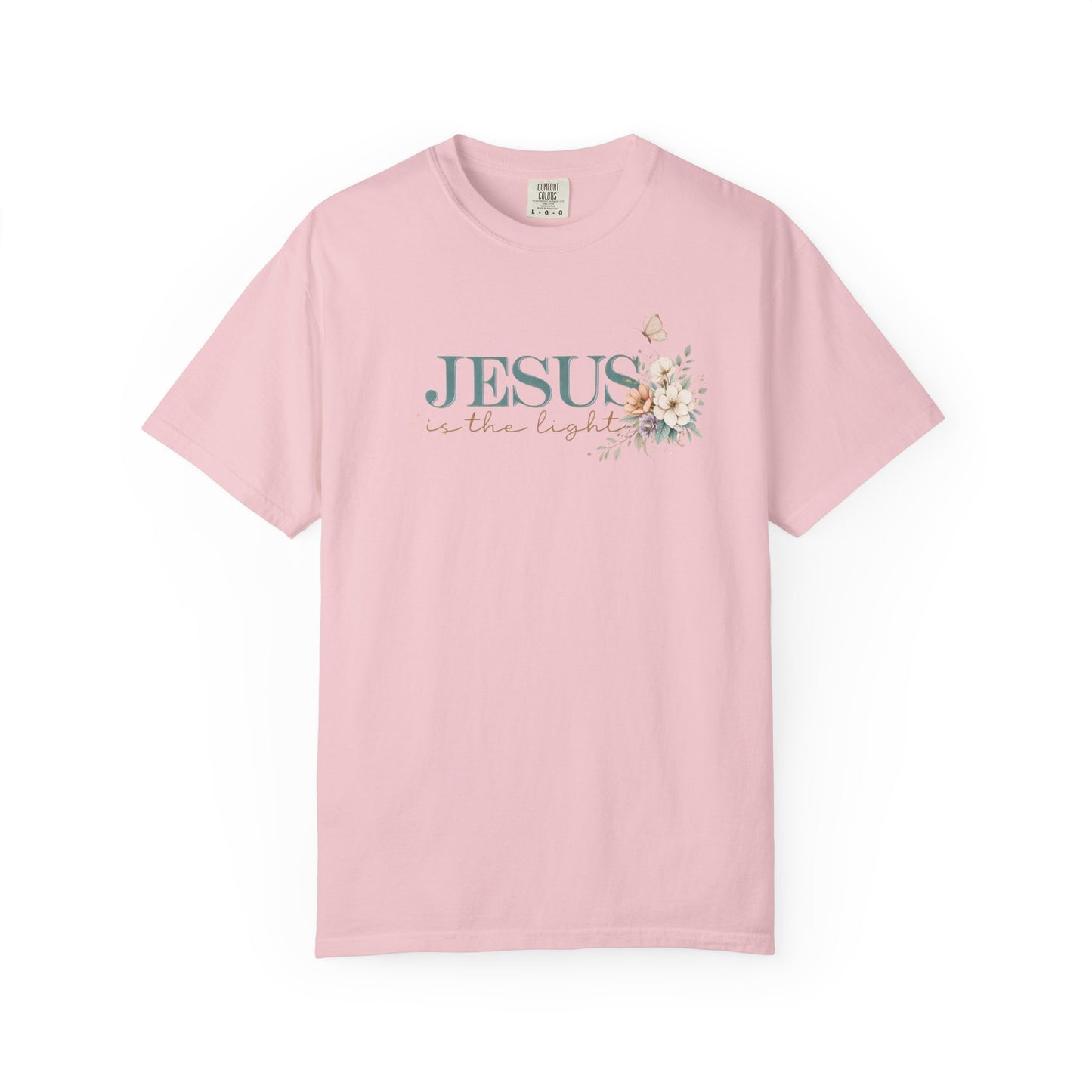Jesus Is the Light T-Shirt — Floral Cross Christian Tee (Walking in Faith)