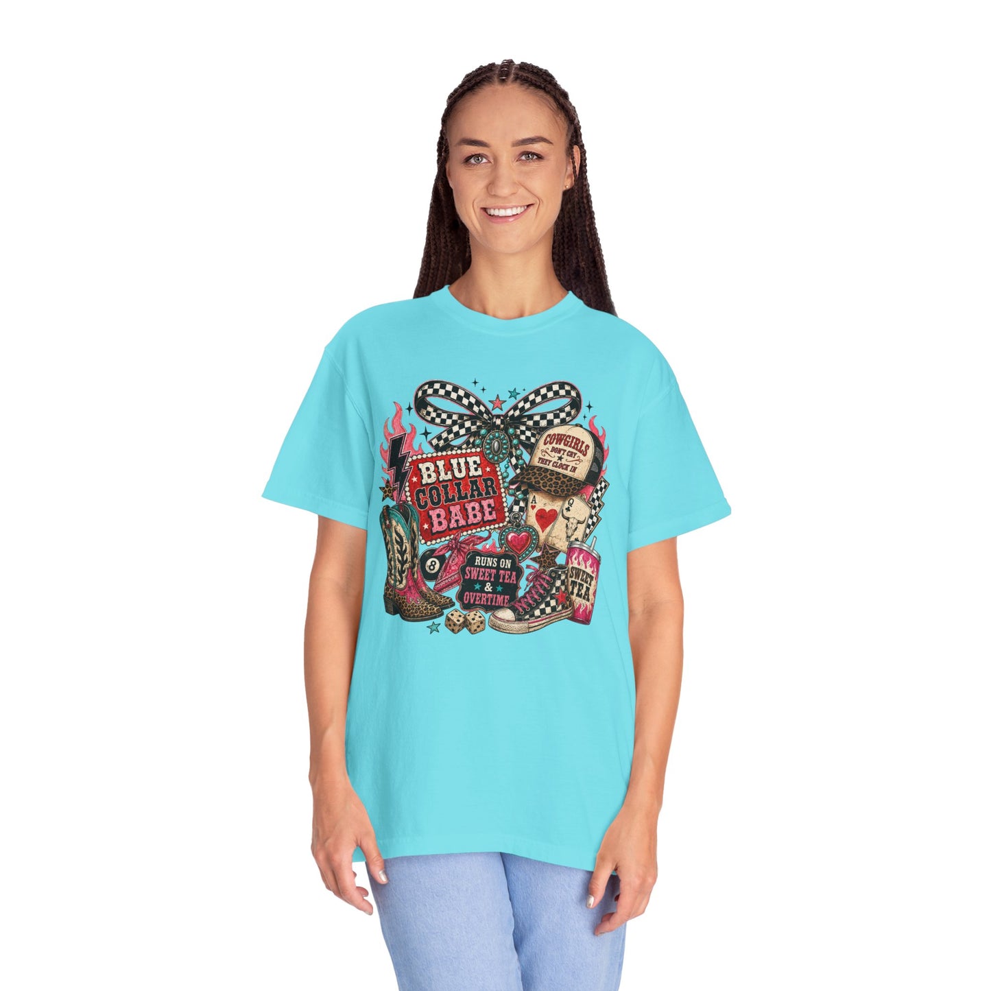 Blue Collar Babe T-Shirt — Retro Cowgirl Graphic Tee