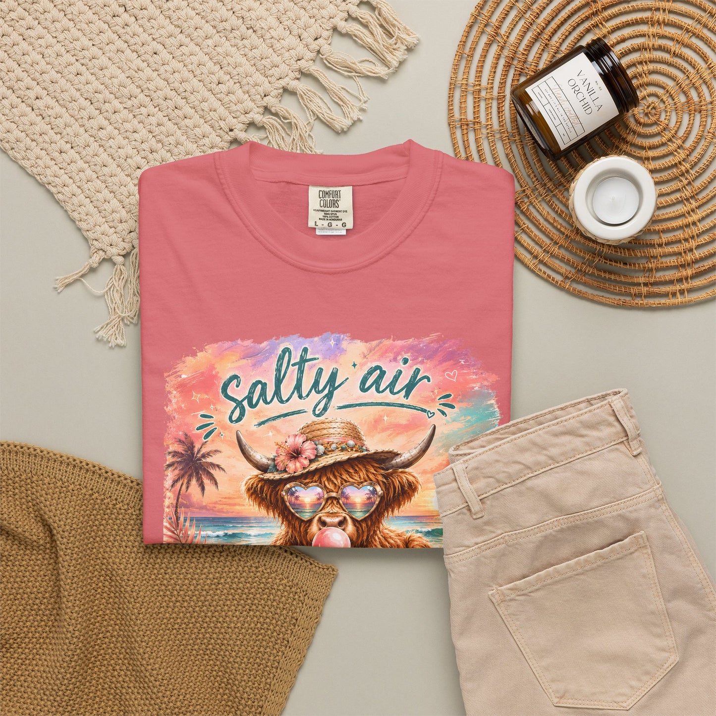 Salty Air "Don't Care" Beach Cow Graphic T-Shirt