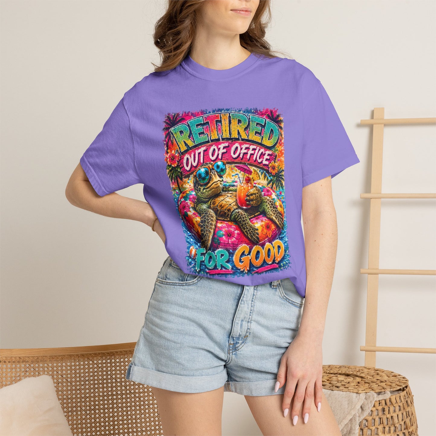 Retired Out of Office For Good T-Shirt — Funny Retirement Turtle Tee