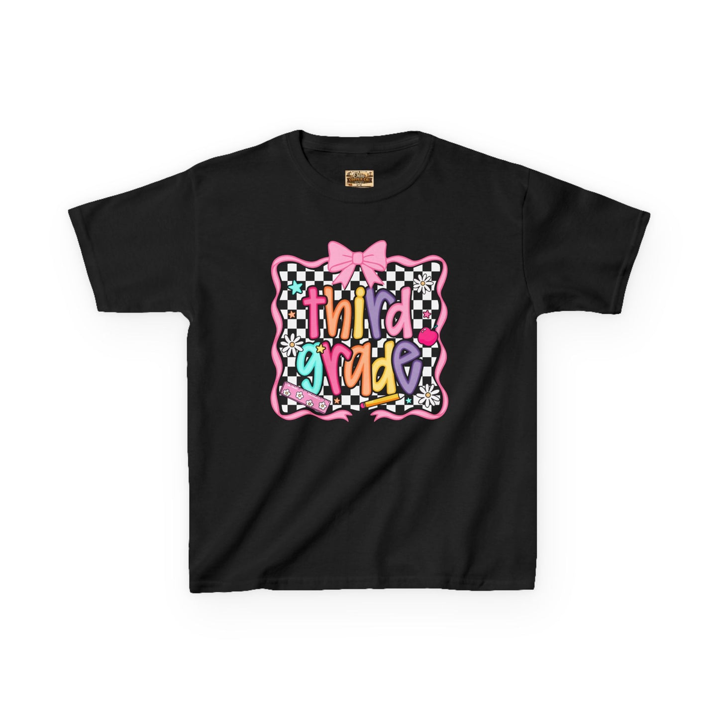 Third Grade Kids T-Shirt — Colorful Back-to-School Tee with Bow
