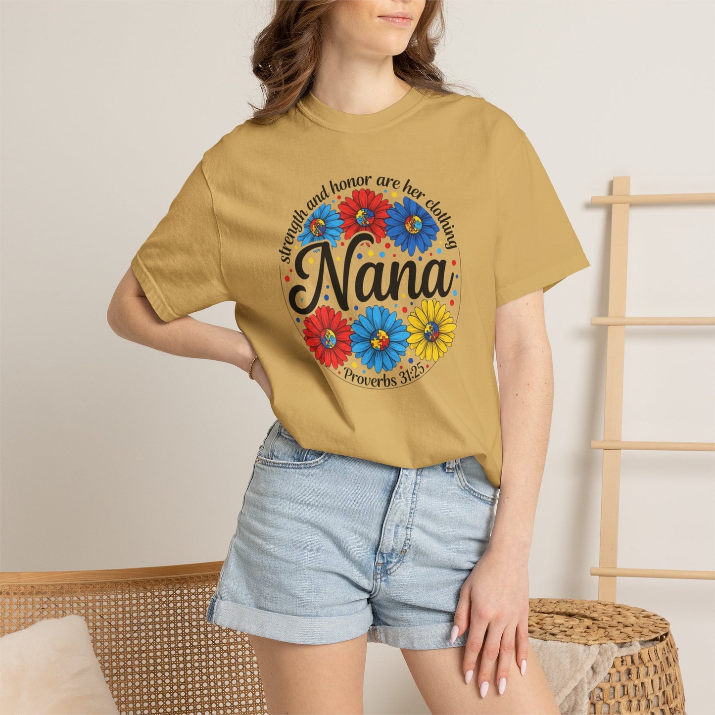 Nana Floral Proverbs T-Shirt — “Strength and Honor” Grandma Gift