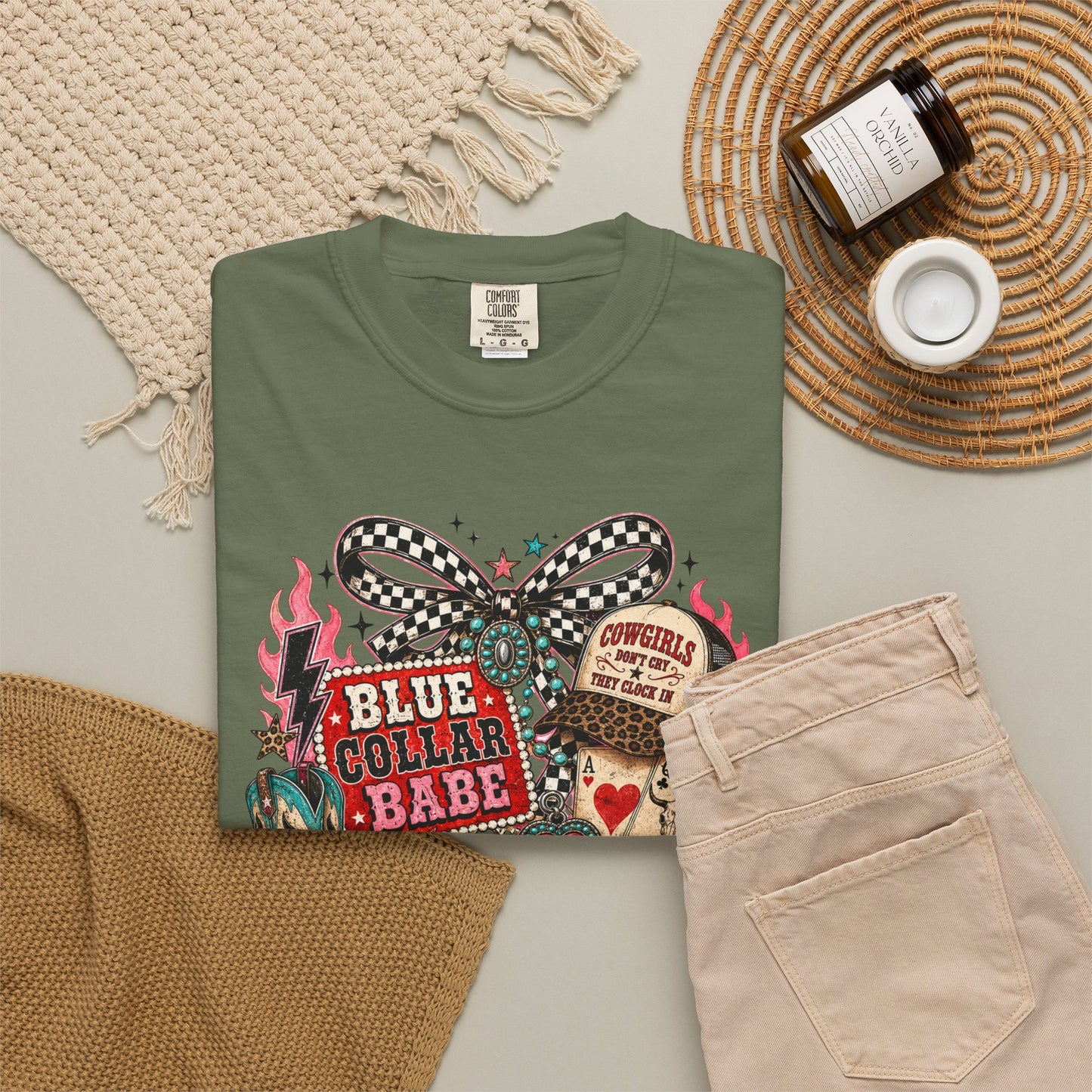 Blue Collar Babe T-Shirt — Retro Cowgirl Graphic Tee
