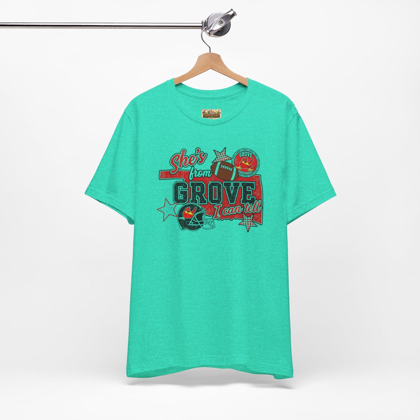 She's From Grove I Can Tell T-Shirt — Grove Football Fan Tee