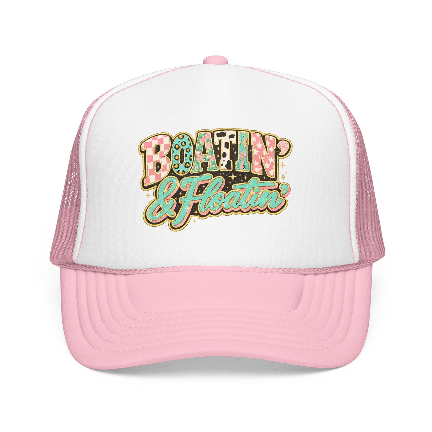 Boatin' & Floatin' Trucker Hat — Retro Floral Pool/Beach Foam Cap