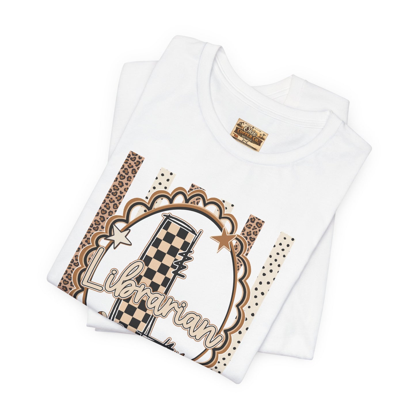 Librarian Checkerboard Letter L Tee — Vintage Booklover Graphic T-Shirt