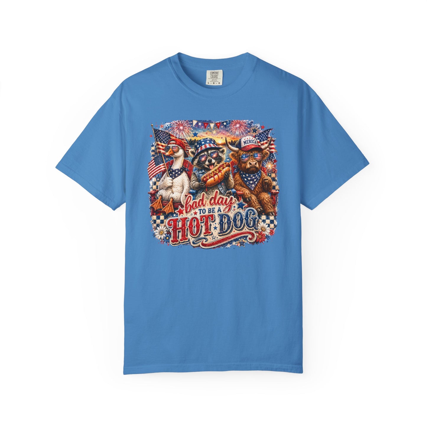Patriotic 'Born to Be a Hot Dog' Graphic T-Shirt