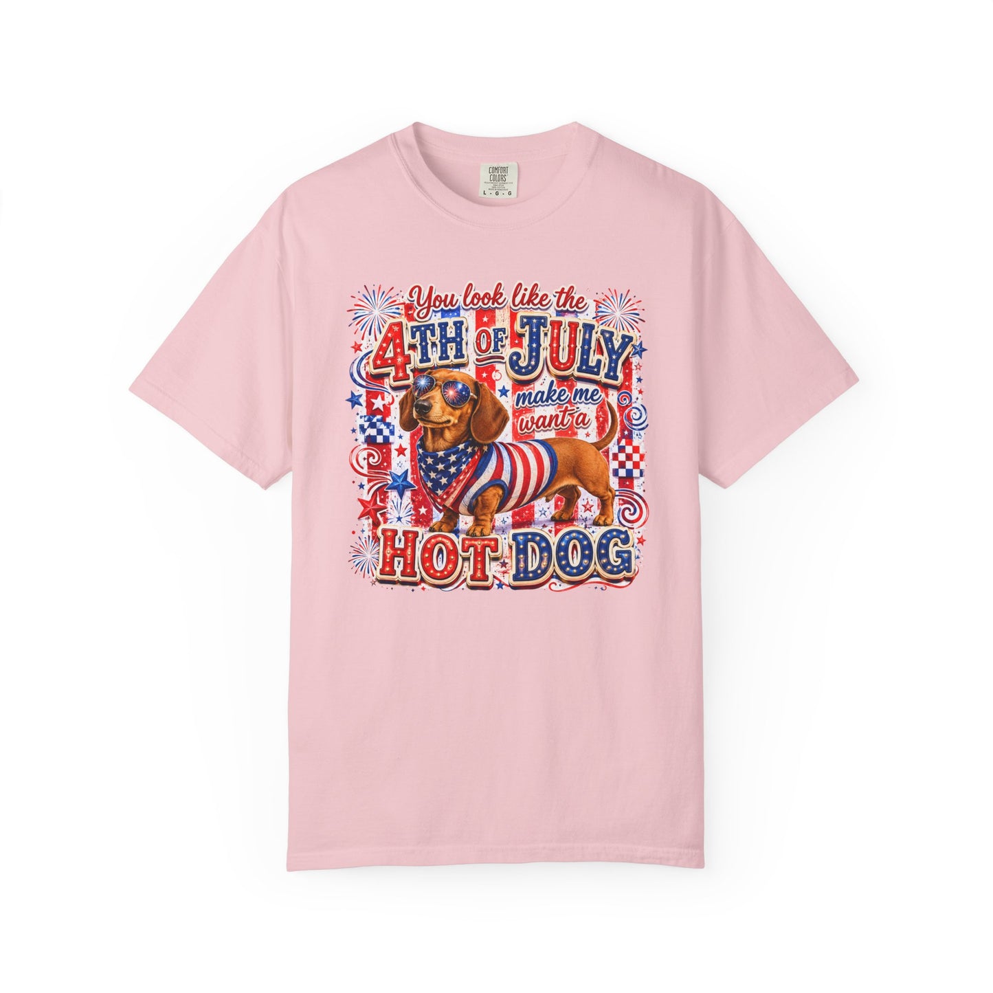 4th of July Hot Dog Dachshund T-Shirt – Patriotic Funny BBQ Tee