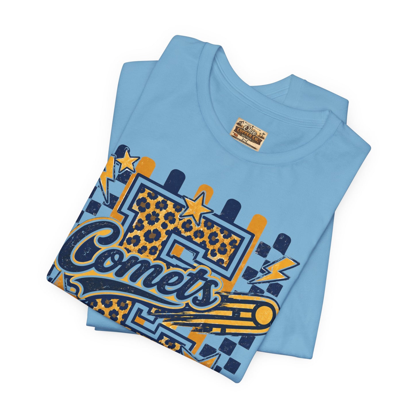 Comets Epic Charter Baseball T-Shirt — Leopard Letter Sports Tee