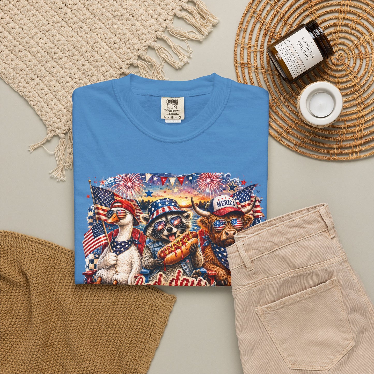 Patriotic 'Born to Be a Hot Dog' Graphic T-Shirt