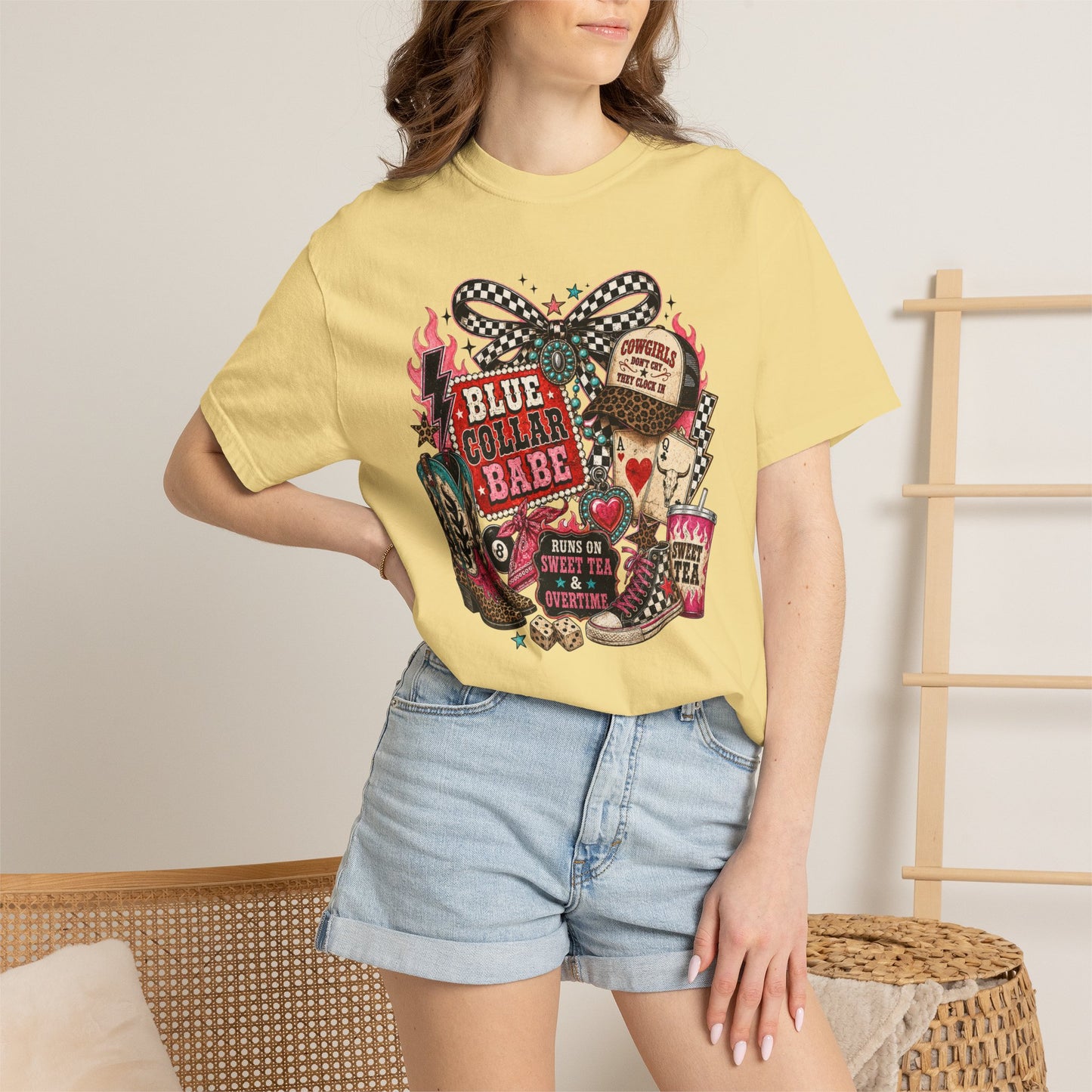 Blue Collar Babe T-Shirt — Retro Cowgirl Graphic Tee