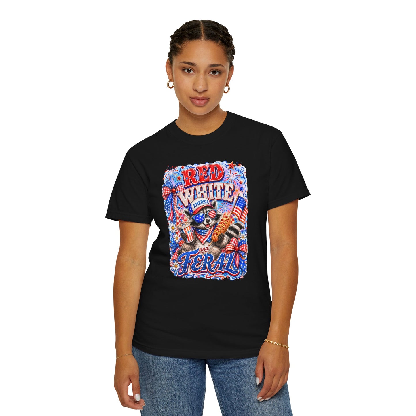 Patriotic "Red White Feral" Graphic T-Shirt