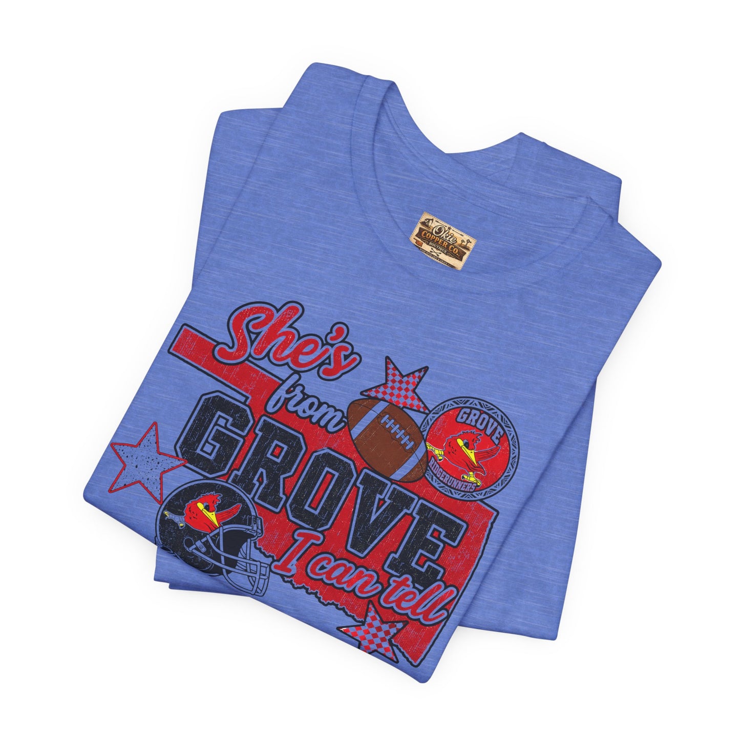 She's From Grove I Can Tell T-Shirt — Grove Football Fan Tee