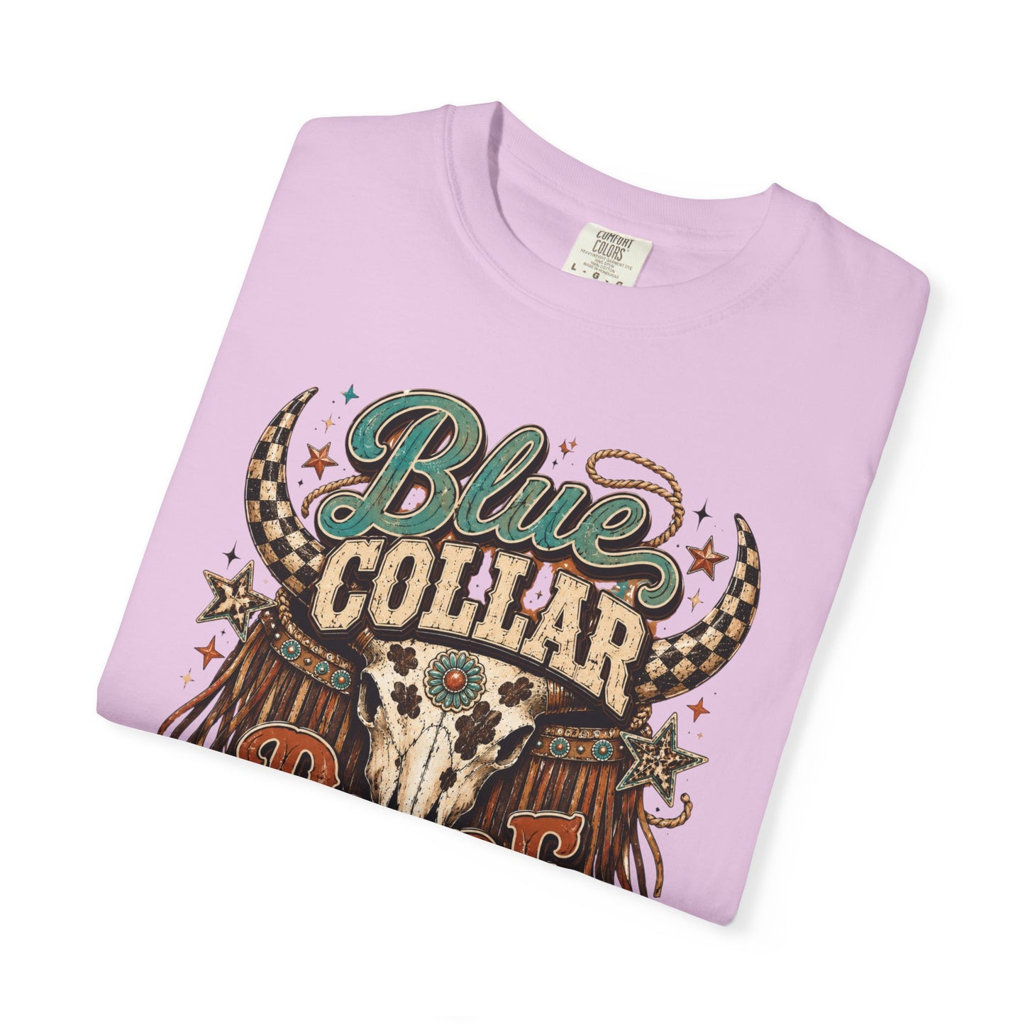 Blue Collar Babe Graphic T-Shirt — Western Skull Cowgirl Tee