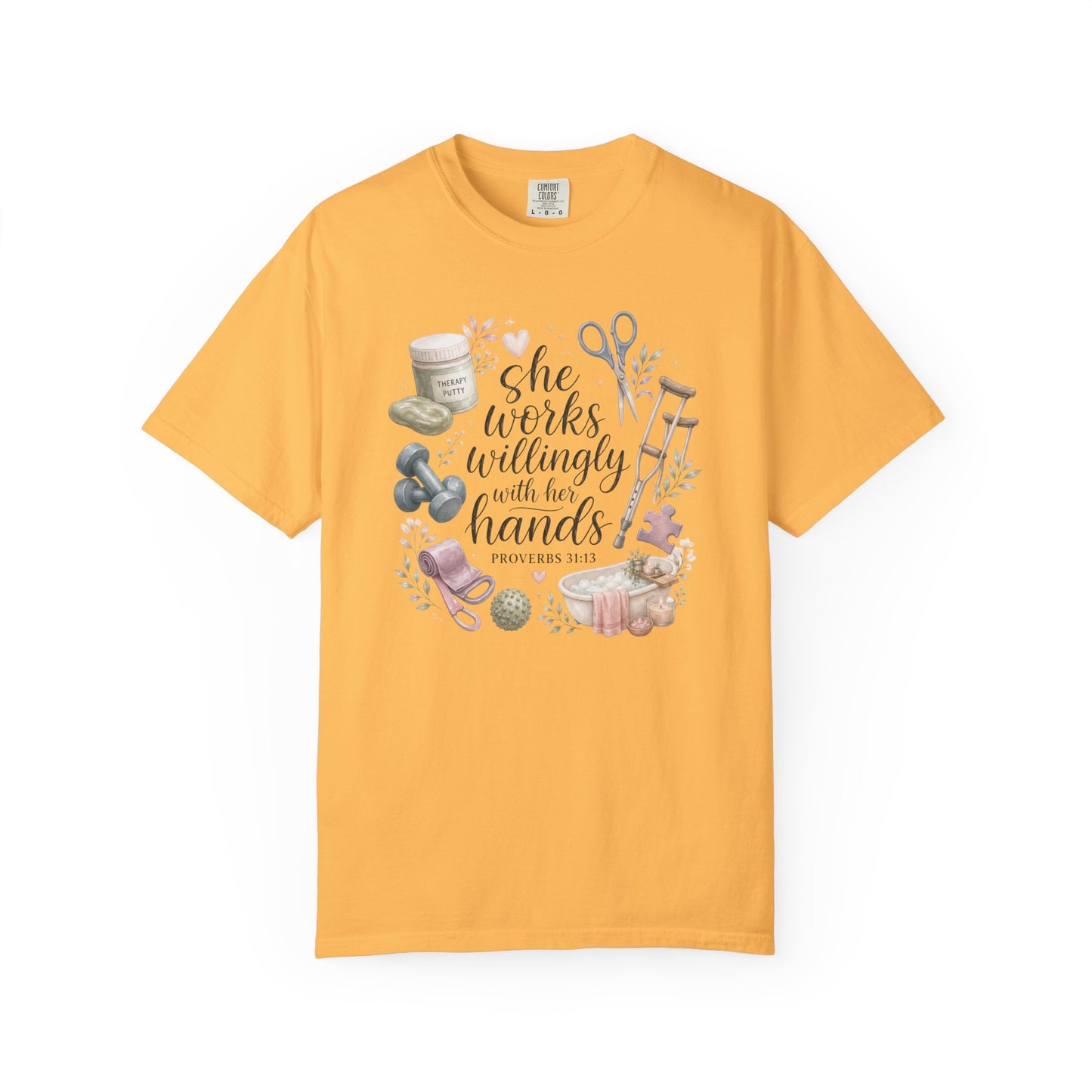 She Works Willingly With Her Hands T-Shirt — Christian Crafting Tee
