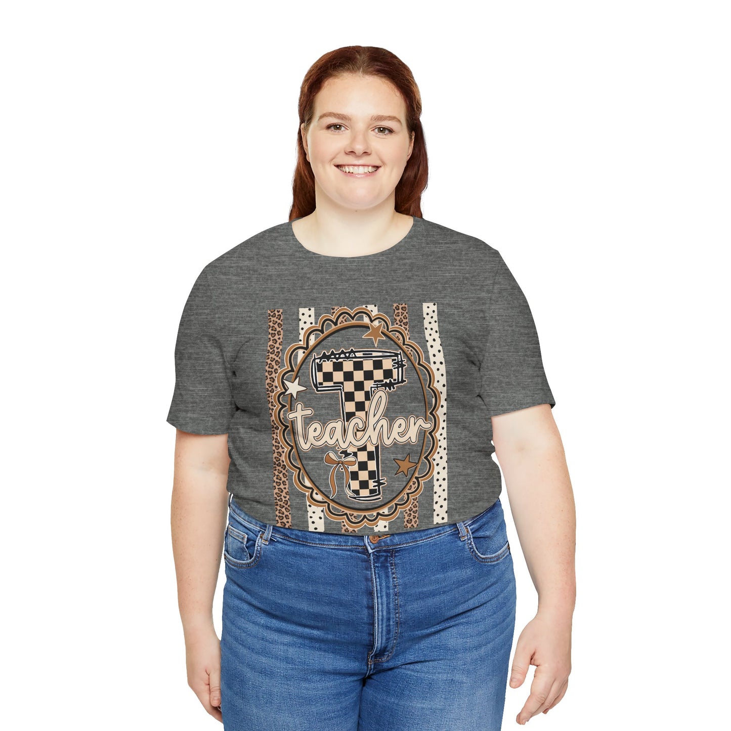 Teacher Monogram Tee — Number 1 Checkered Design