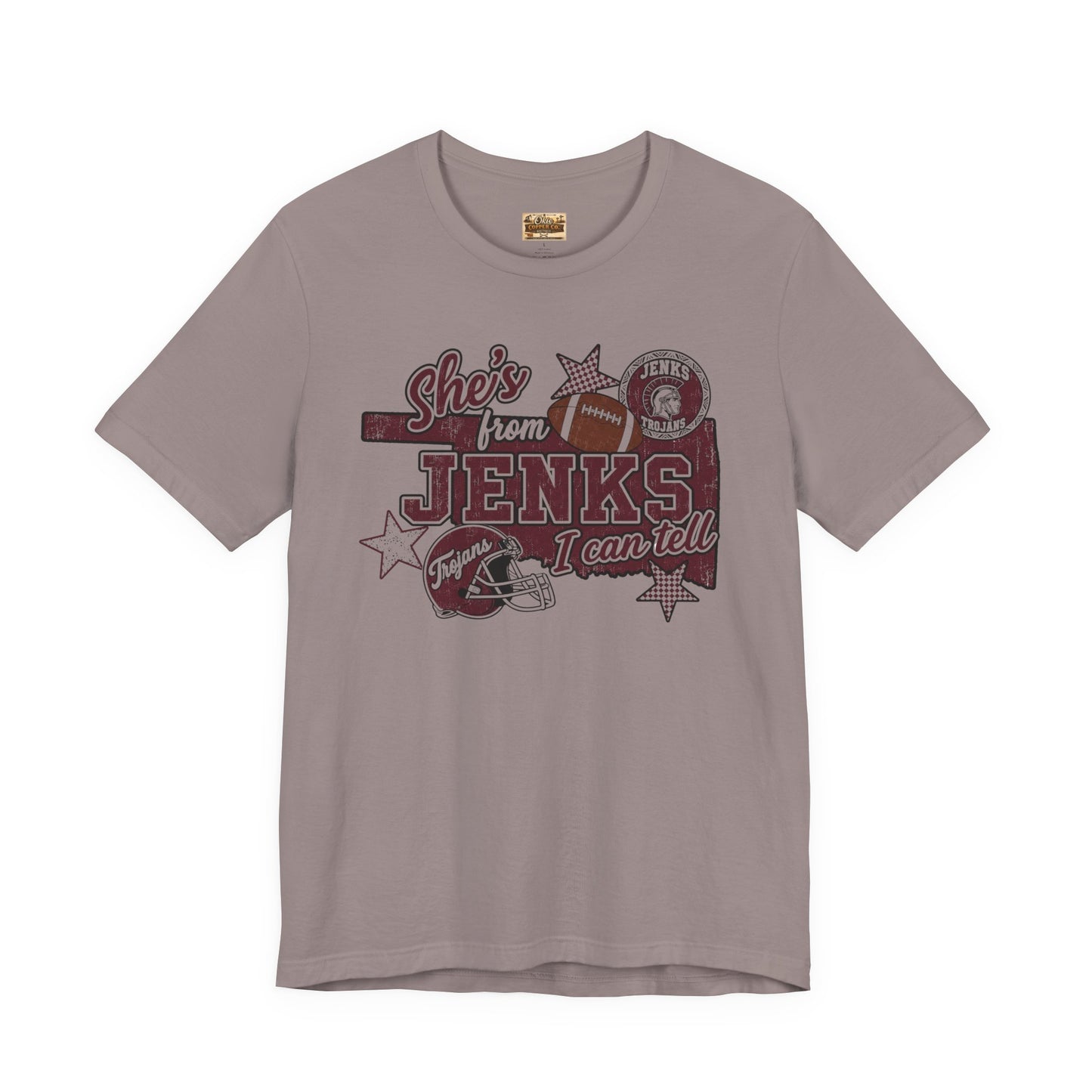 She's from Jenks Tee — Vintage High School Football Graphic T-Shirt